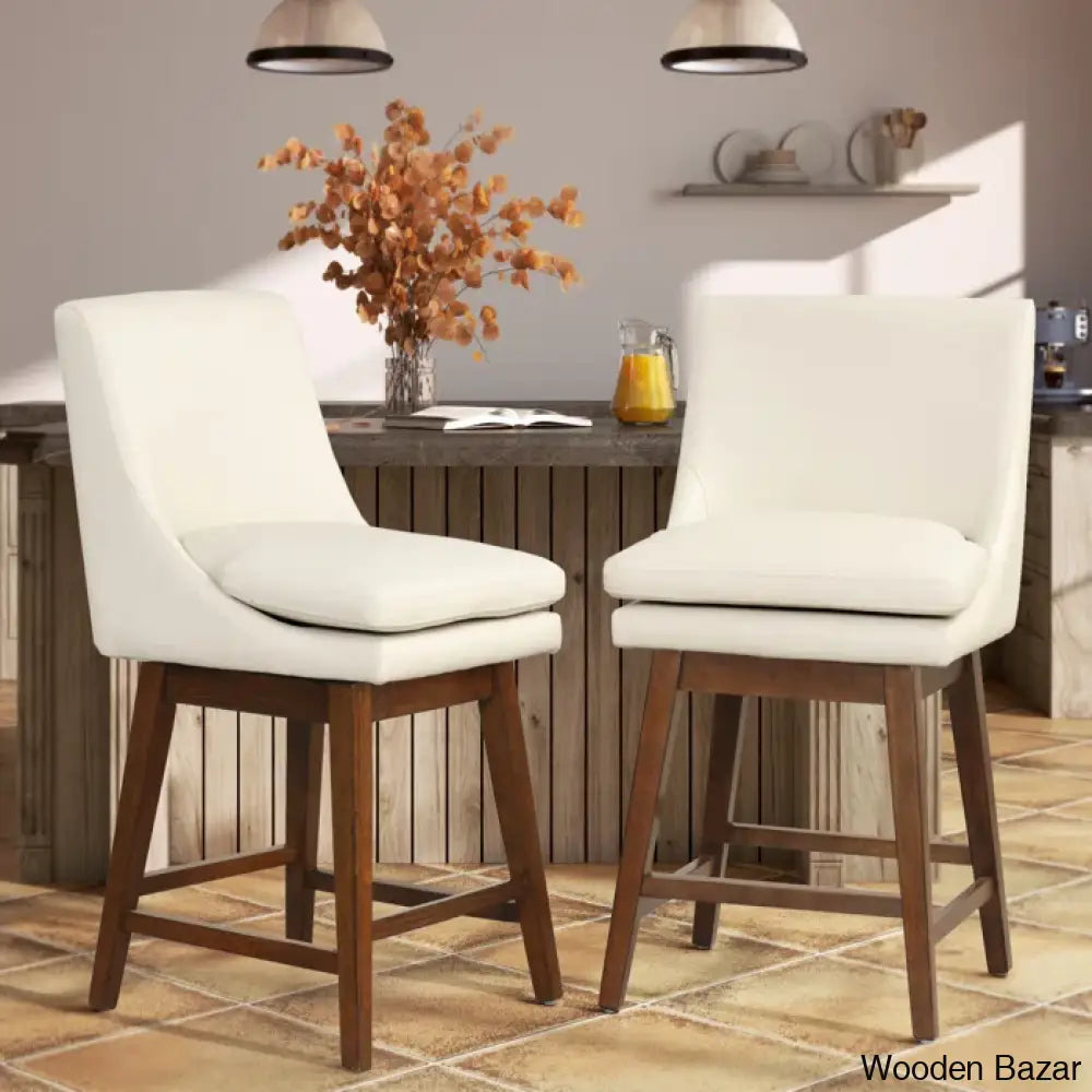 Lasonyac 26.4’’ Swivel Counter And Bar Stool (Set Of 2) Ivory