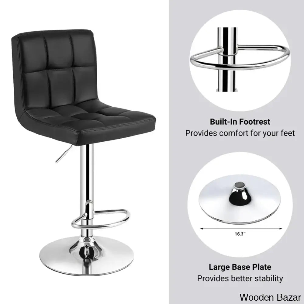 Lat Swivel Upholstered Adjustable Height Counter And Bar Stool With Metal Frame