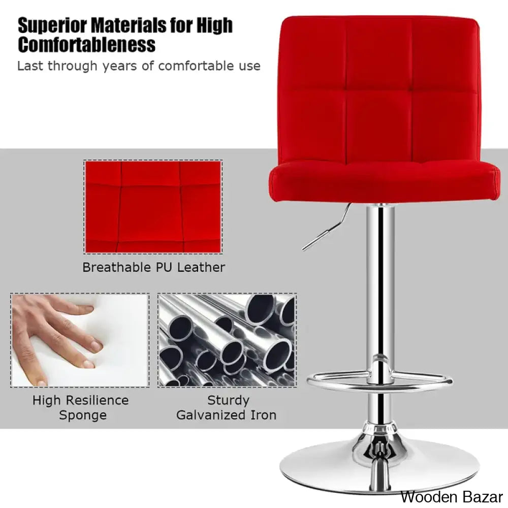 Lat Swivel Upholstered Adjustable Height Counter And Bar Stool With Metal Frame