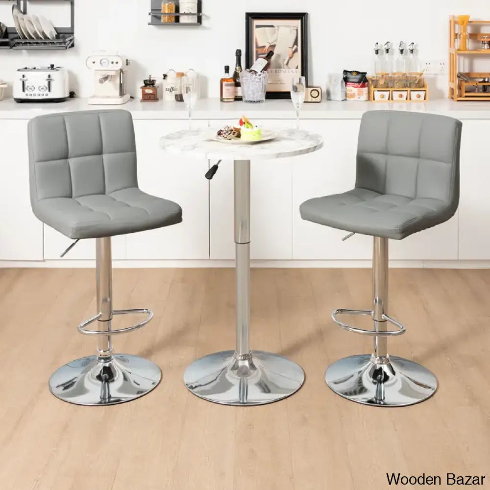 Lat Swivel Upholstered Adjustable Height Counter And Bar Stool With Metal Frame