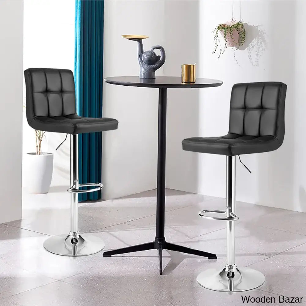 Lat Swivel Upholstered Adjustable Height Counter And Bar Stool With Metal Frame