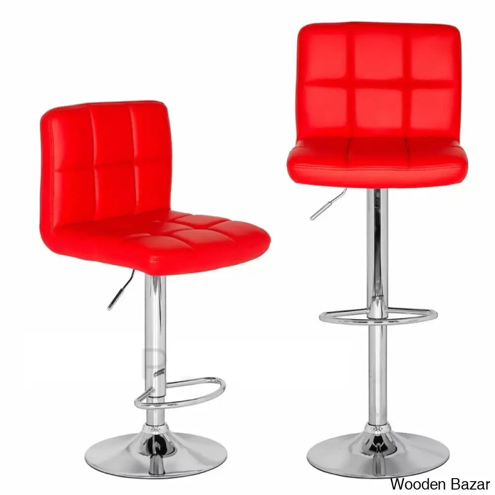 Lat Swivel Upholstered Adjustable Height Counter And Bar Stool With Metal Frame