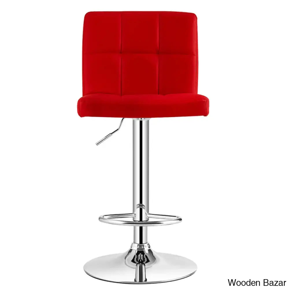 Lat Swivel Upholstered Adjustable Height Counter And Bar Stool With Metal Frame