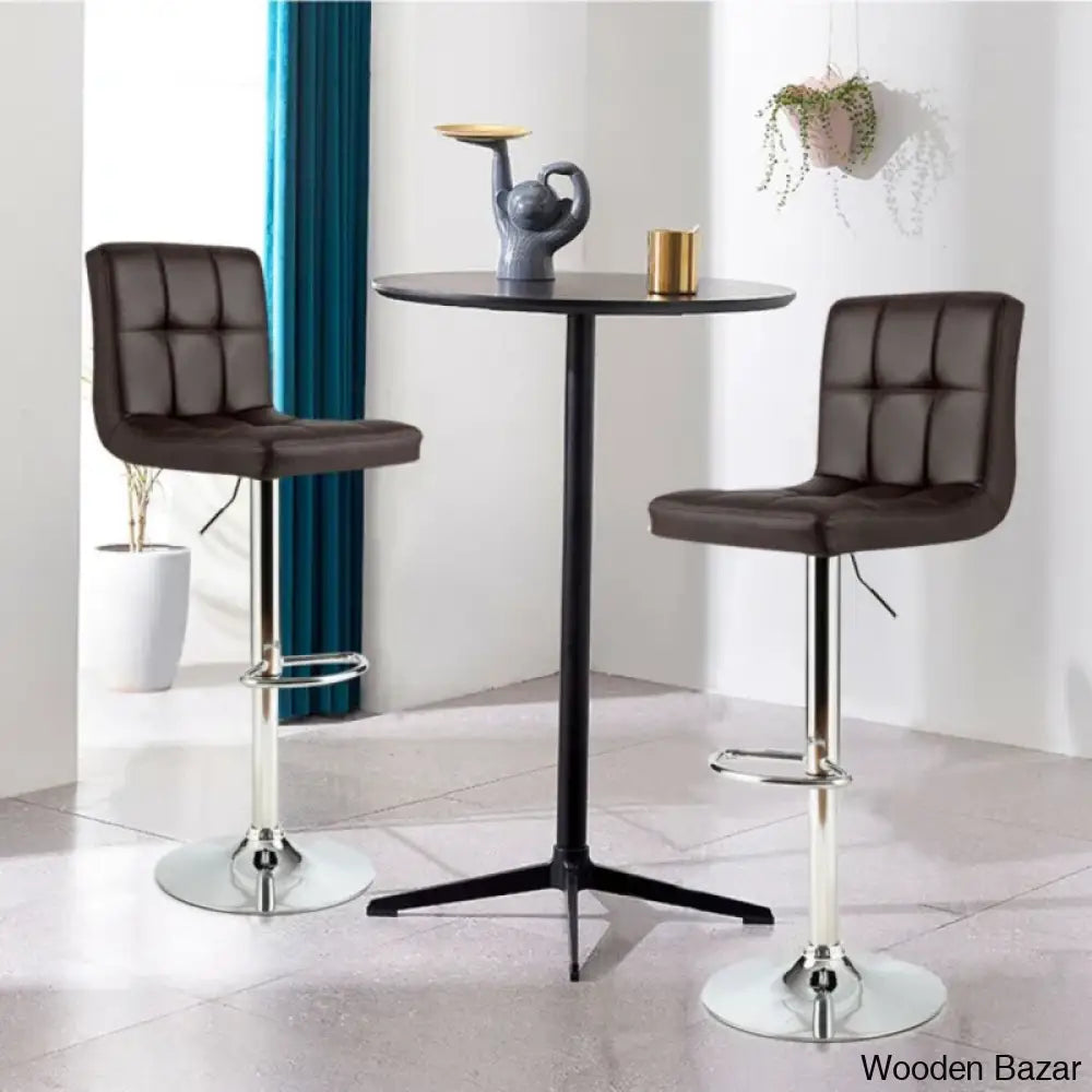 Lat Swivel Upholstered Adjustable Height Counter And Bar Stool With Metal Frame