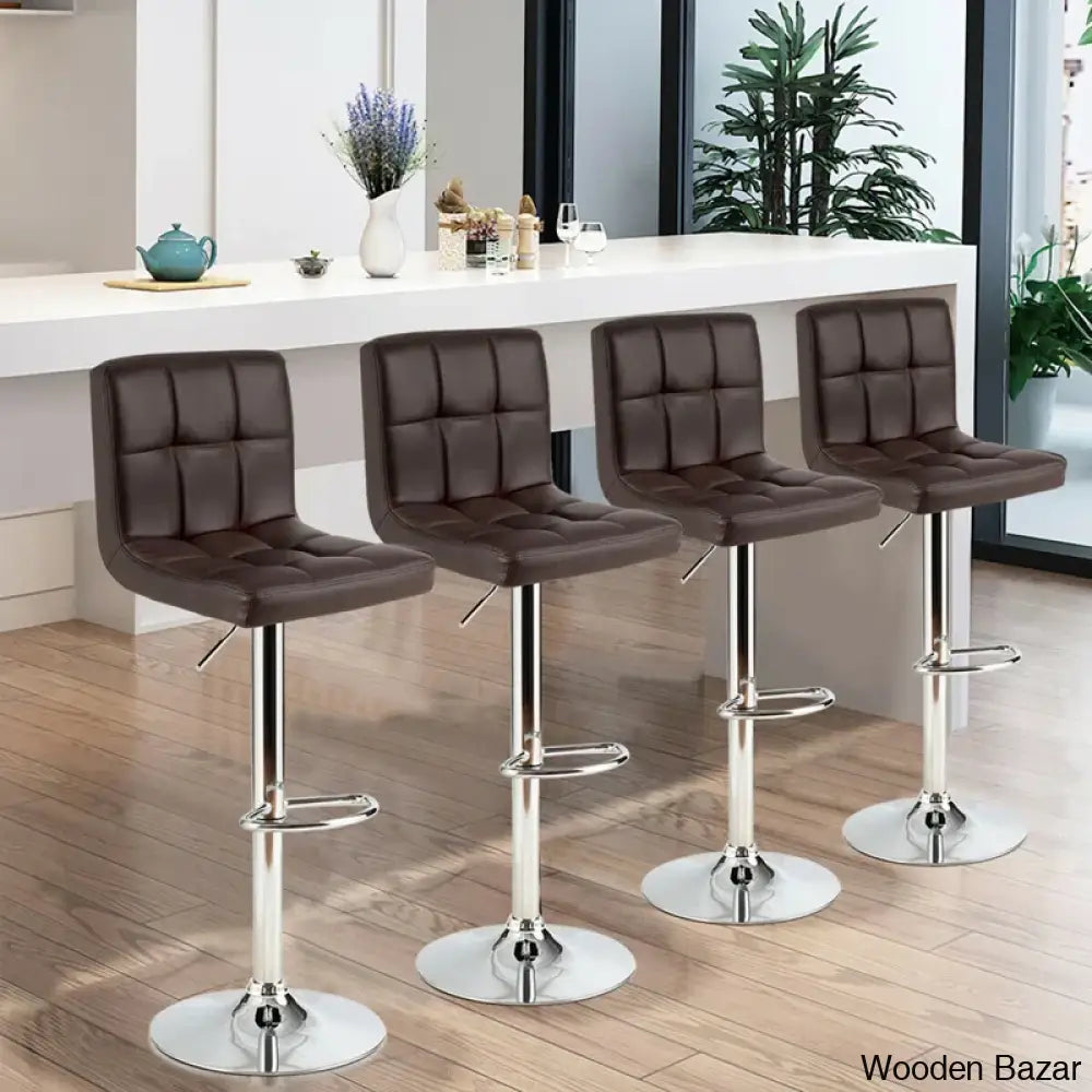 Lat Swivel Upholstered Adjustable Height Counter And Bar Stool With Metal Frame Coffee / 2