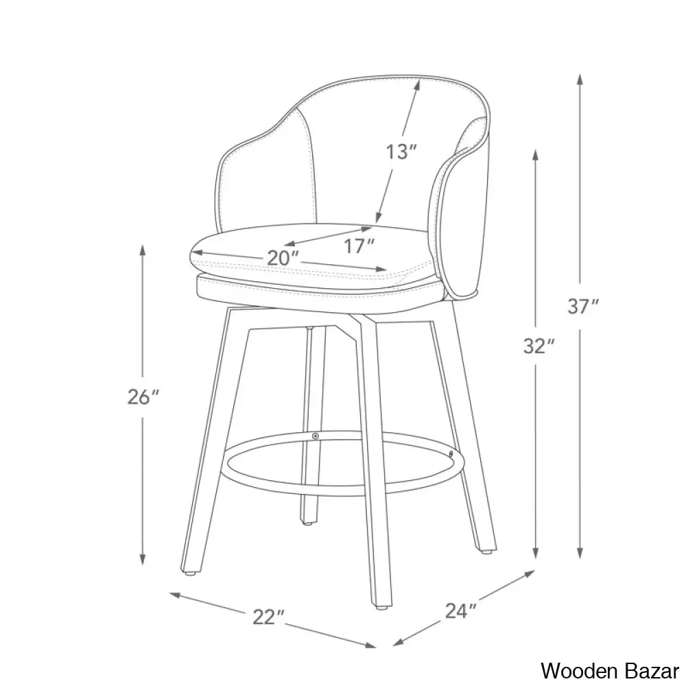 Lata Swivel Counter And Bar Stool With Back