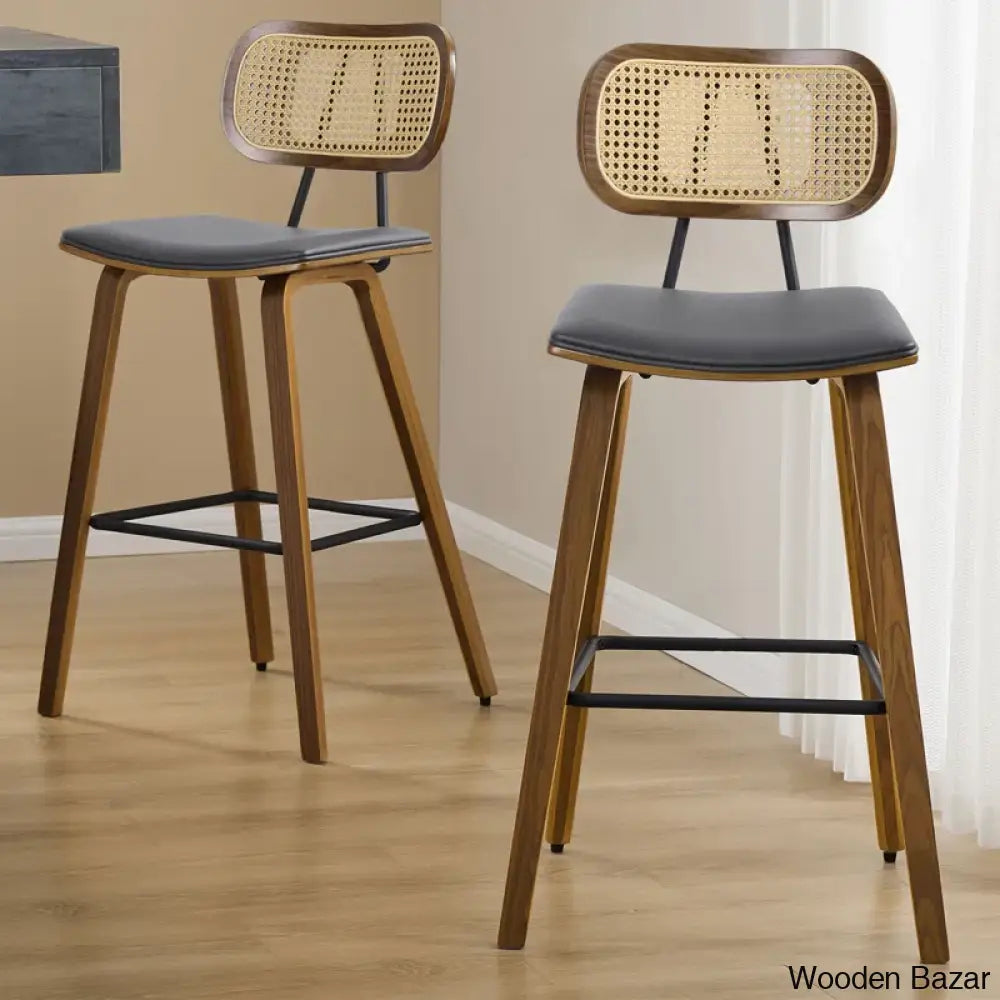 Latiu Swivel Upholstered Rattan Counter & Bar Stool