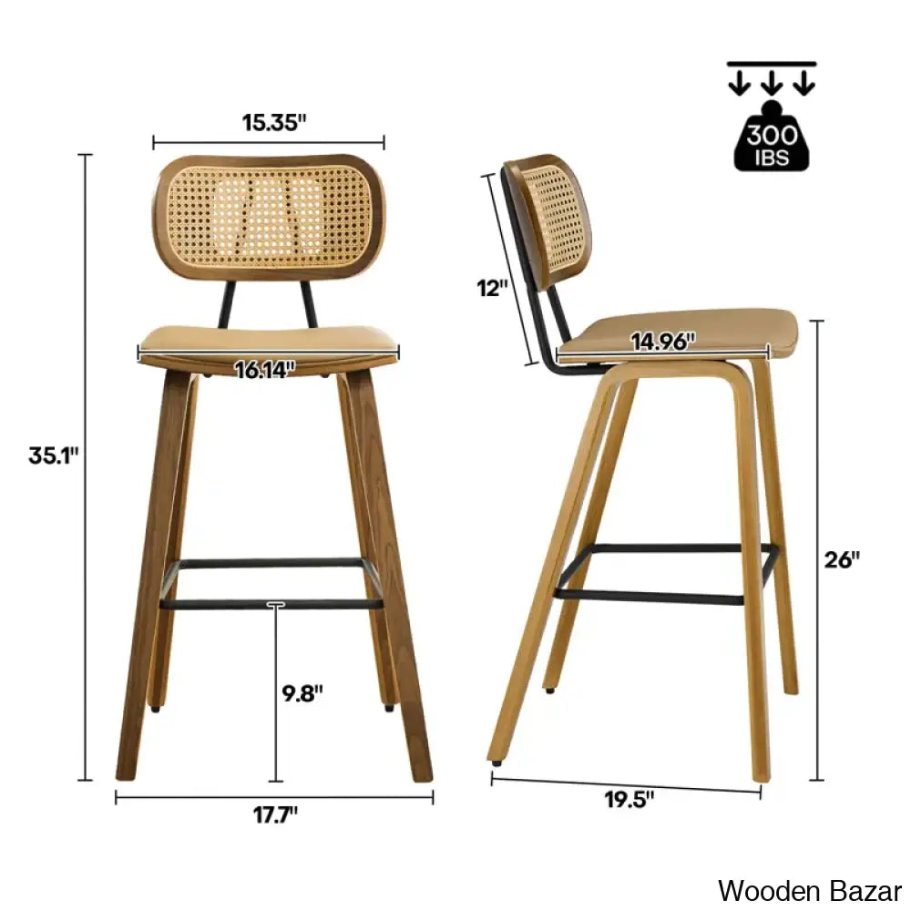 Latiu Swivel Upholstered Rattan Counter & Bar Stool