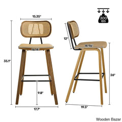 Latiu Swivel Upholstered Rattan Counter & Bar Stool