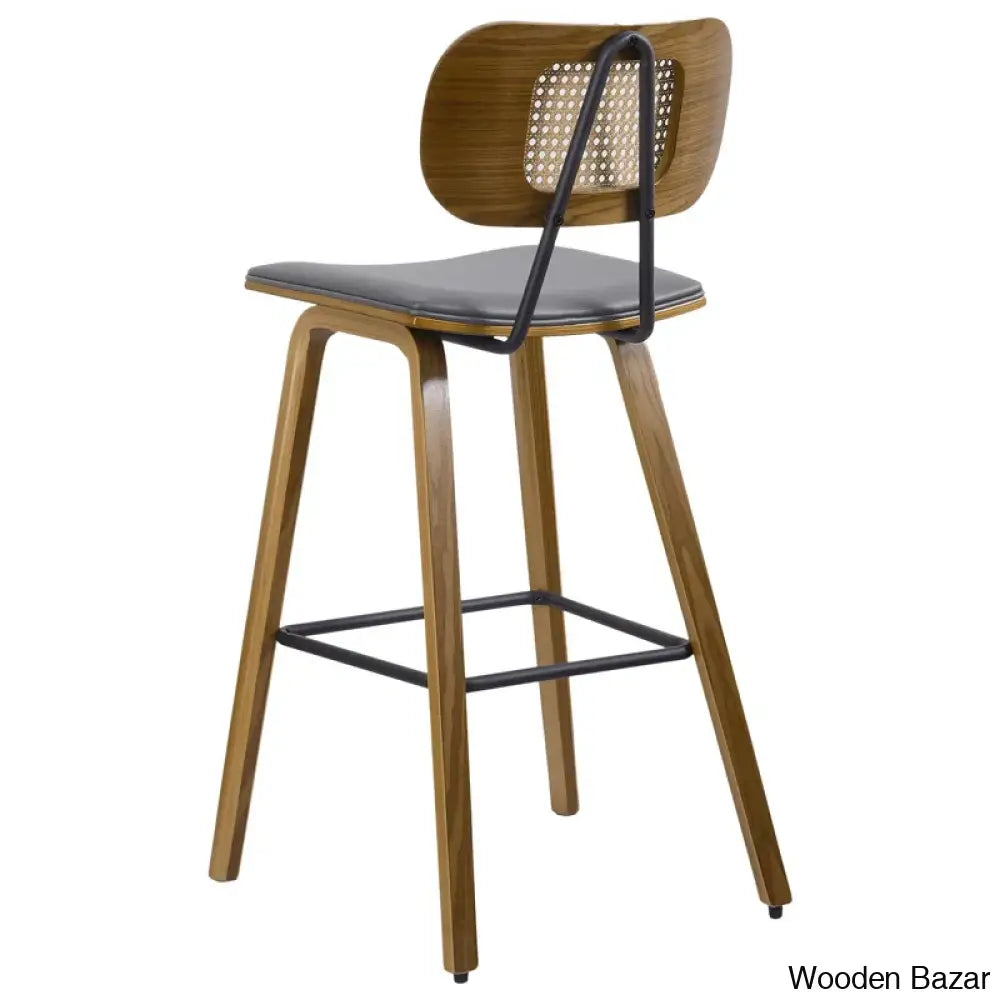 Latiu Swivel Upholstered Rattan Counter & Bar Stool