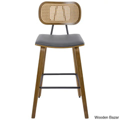 Latiu Swivel Upholstered Rattan Counter & Bar Stool