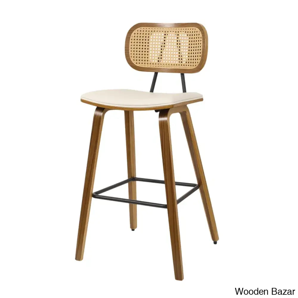 Latiu Swivel Upholstered Rattan Counter & Bar Stool