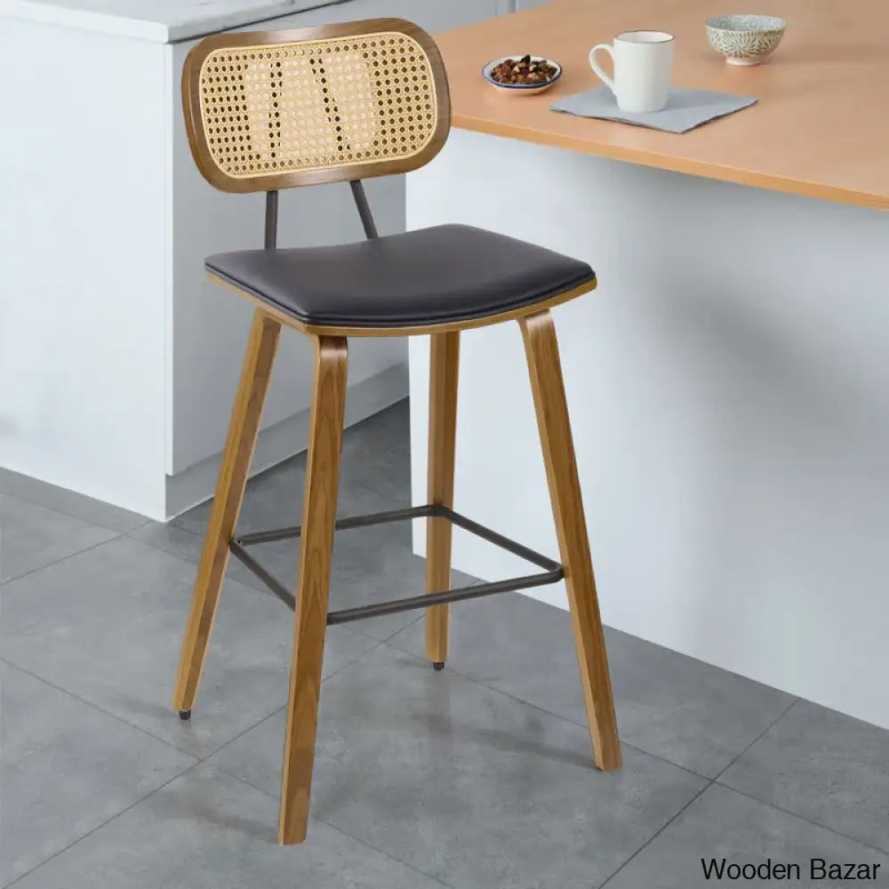 Latiu Swivel Upholstered Rattan Counter & Bar Stool