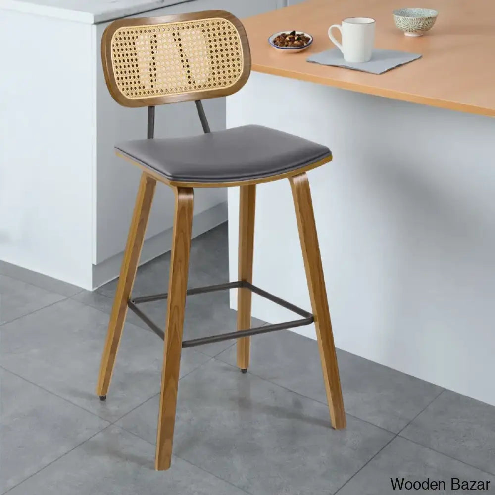 Latiu Swivel Upholstered Rattan Counter & Bar Stool