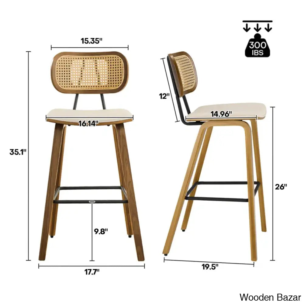 Latiu Swivel Upholstered Rattan Counter & Bar Stool