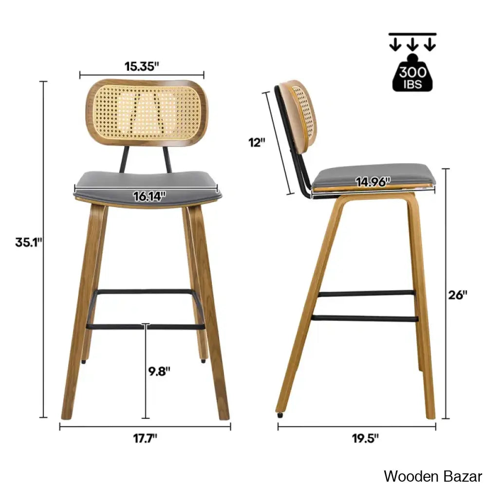 Latiu Swivel Upholstered Rattan Counter & Bar Stool