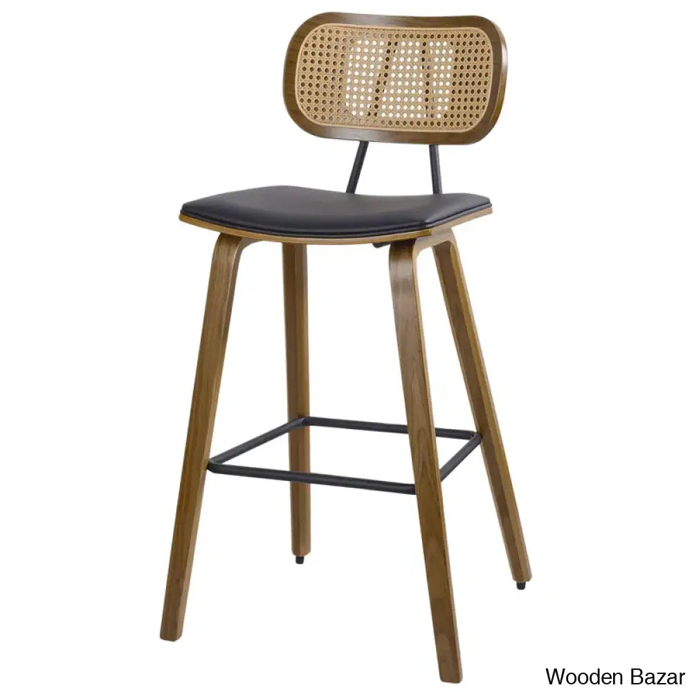 Latiu Swivel Upholstered Rattan Counter & Bar Stool