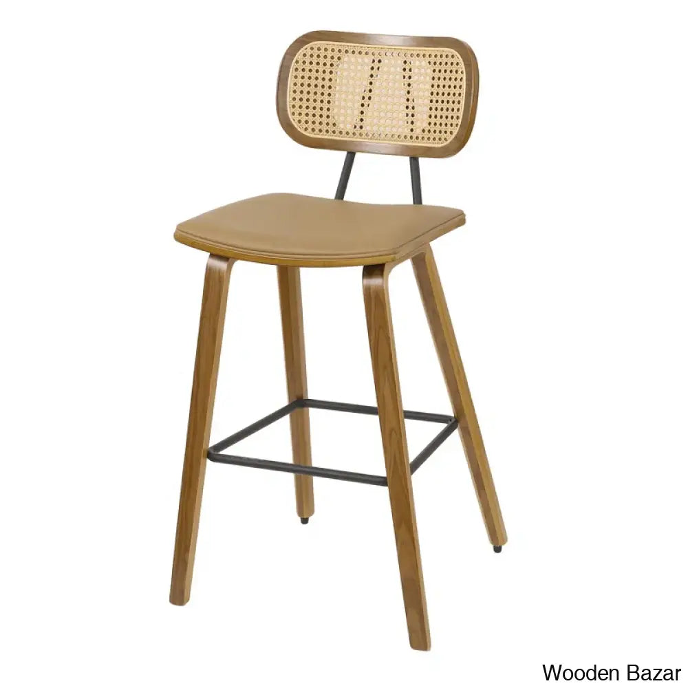 Latiu Swivel Upholstered Rattan Counter & Bar Stool