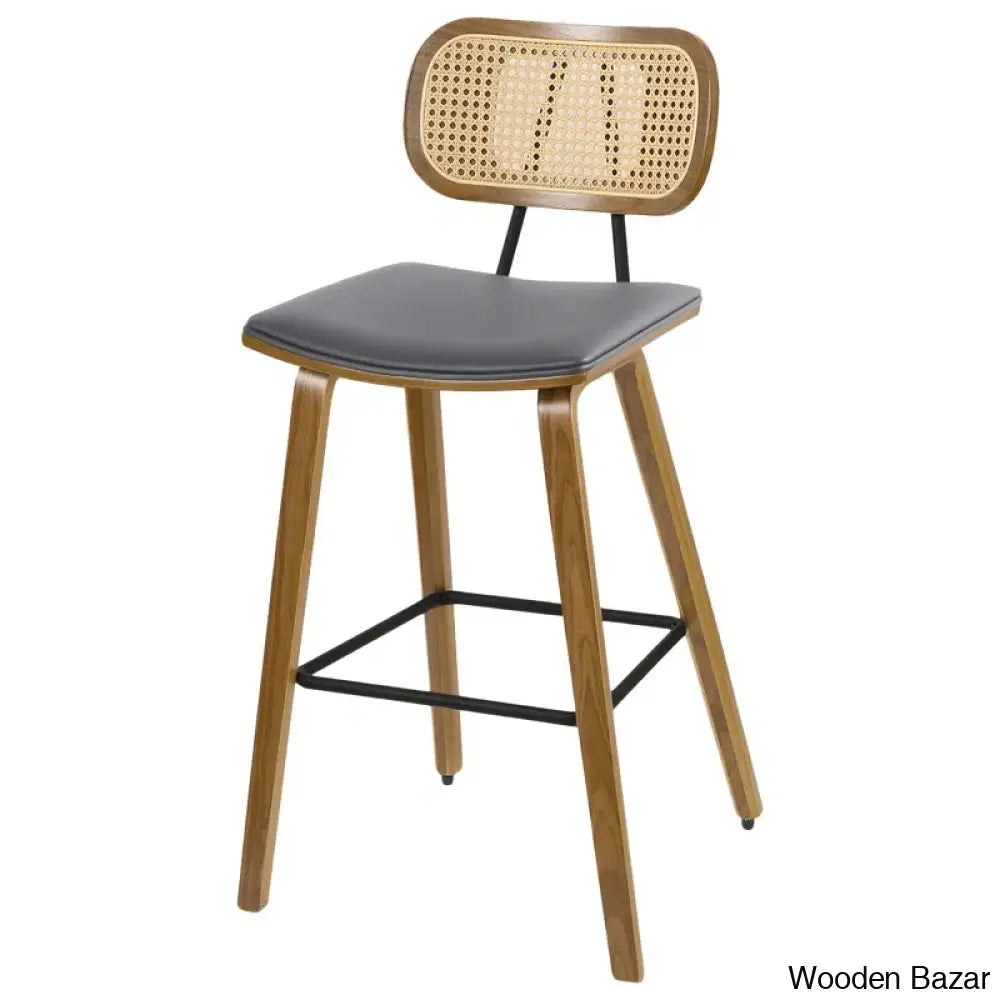 Latiu Swivel Upholstered Rattan Counter & Bar Stool