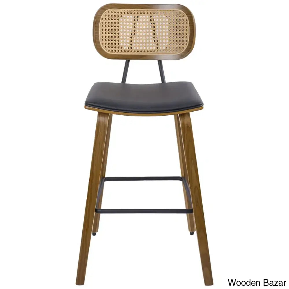 Latiu Swivel Upholstered Rattan Counter & Bar Stool