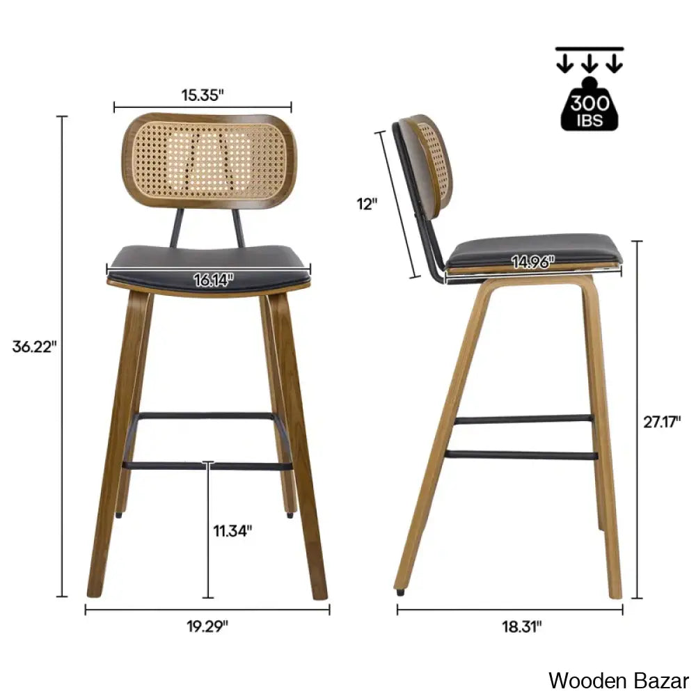 Latiu Swivel Upholstered Rattan Counter & Bar Stool