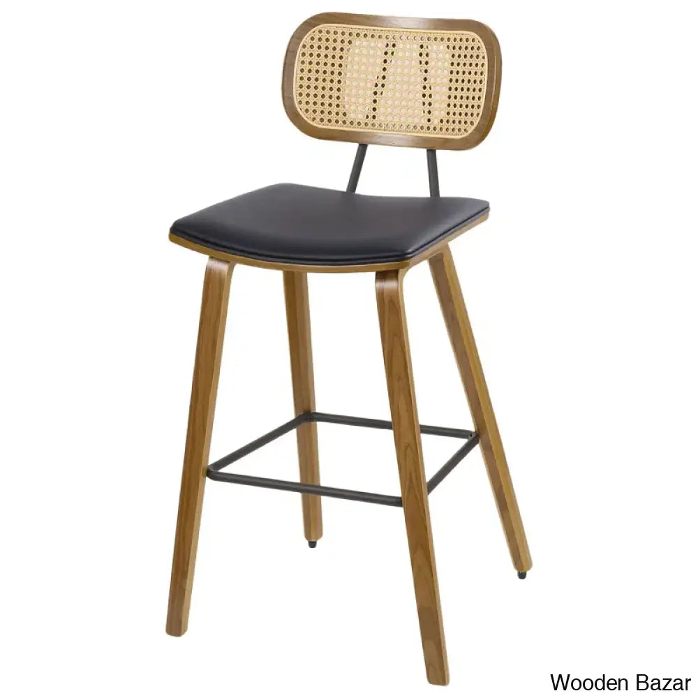 Latiu Swivel Upholstered Rattan Counter & Bar Stool