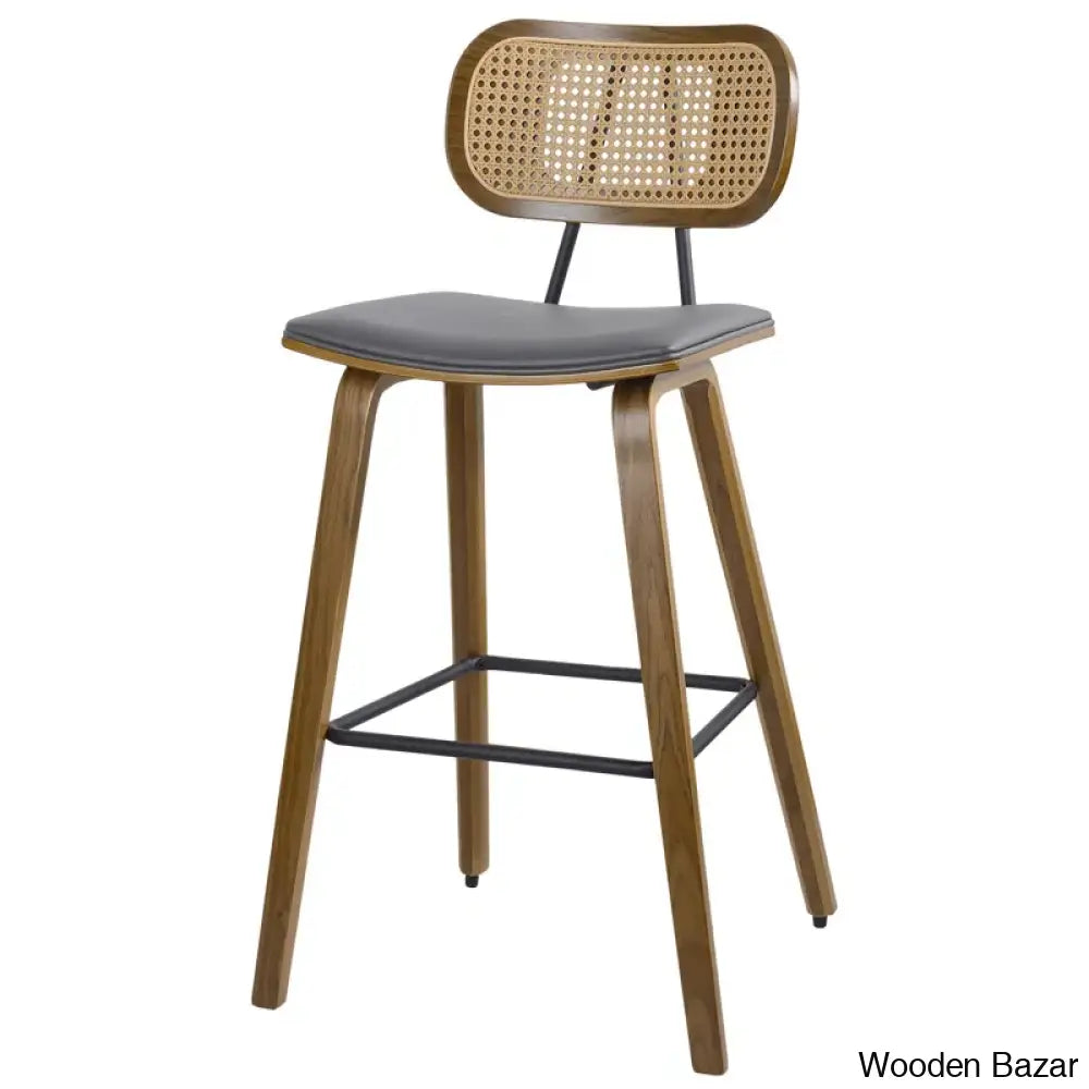 Latiu Swivel Upholstered Rattan Counter & Bar Stool