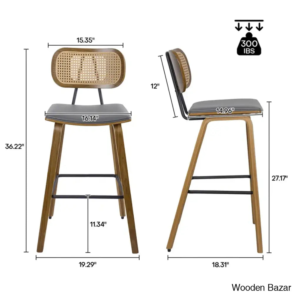 Latiu Swivel Upholstered Rattan Counter & Bar Stool