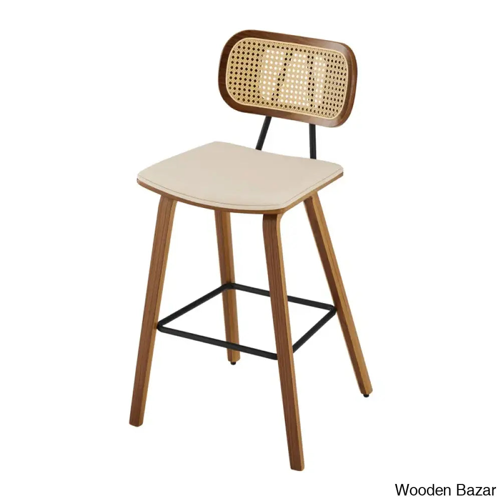 Latiu Swivel Upholstered Rattan Counter & Bar Stool