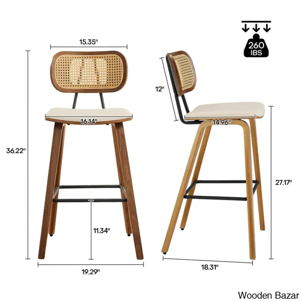 Latiu Swivel Upholstered Rattan Counter & Bar Stool