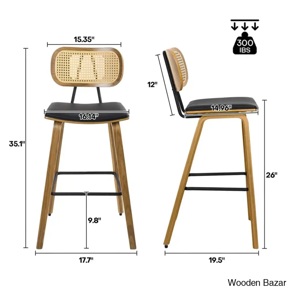 Latiu Swivel Upholstered Rattan Counter & Bar Stool