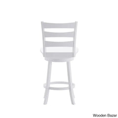 Laurele Ladderback Wooden Swivel Dining Counter And Bar Stool With Footrest