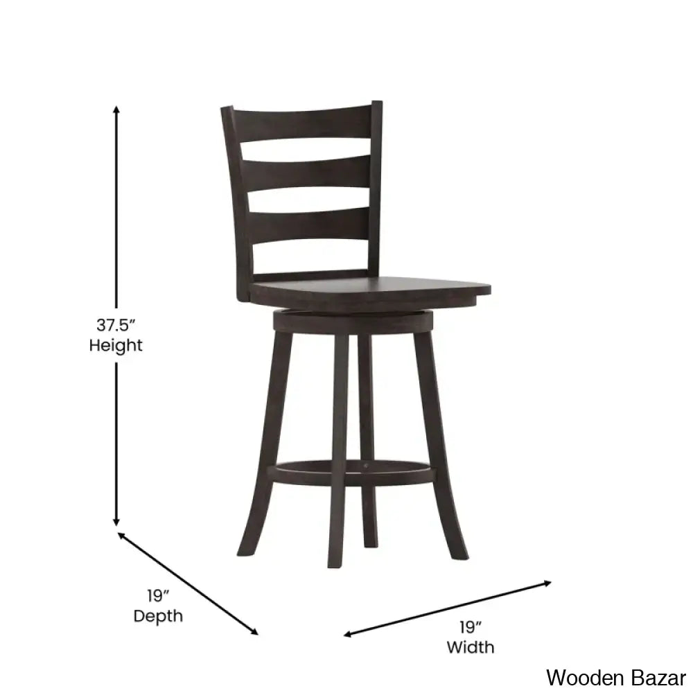 Laurele Ladderback Wooden Swivel Dining Counter And Bar Stool With Footrest