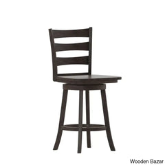 Laurele Ladderback Wooden Swivel Dining Counter And Bar Stool With Footrest