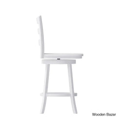 Laurele Ladderback Wooden Swivel Dining Counter And Bar Stool With Footrest