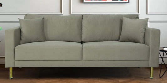 Ivie Lawson Velvet 3 Seater Sofa in Off Beige Colour - Wooden bazar