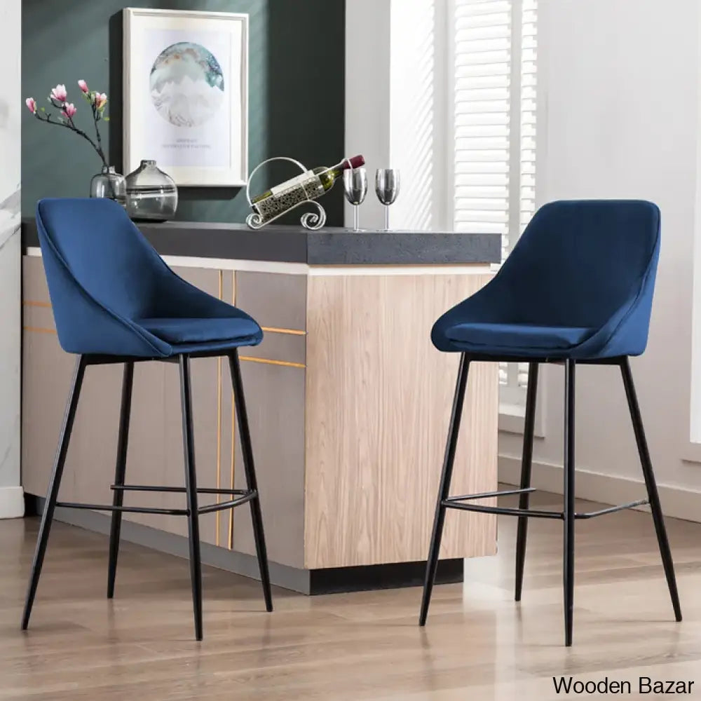 Laykenc Swivel Counter And Bar Stool (Set Of 2) Blue / (26’ Seat Height)