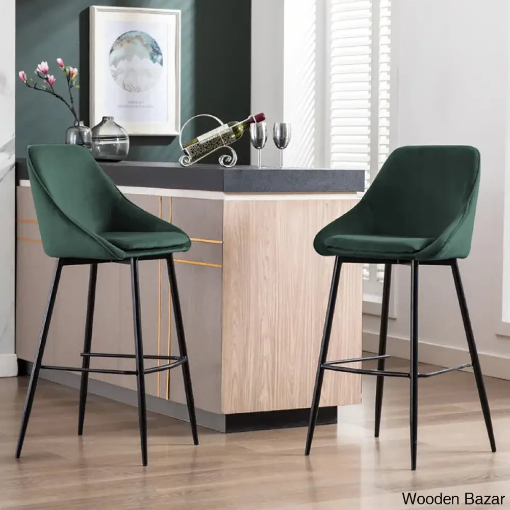 Laykenc Swivel Counter And Bar Stool (Set Of 2) Green / (26’ Seat Height)