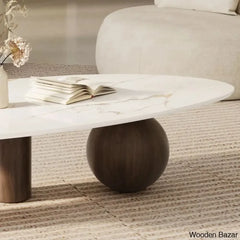 Layllas Modern 54’’ Coffee And Center Table Sintered Stone Table-Top 3 Legs