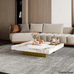 Lecantos 43“ Square Coffee And Center Table With Marble Like Table-Top