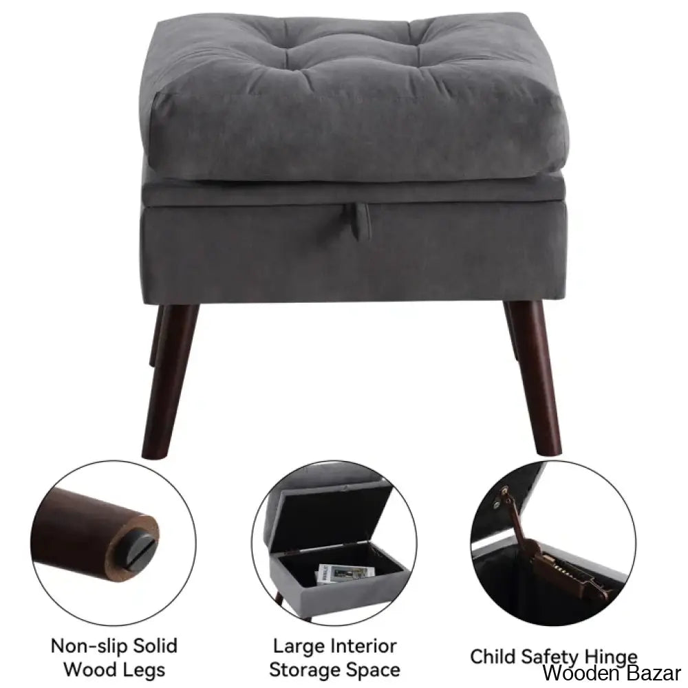 Leccy Upholstered Chaise Lounge With Storage Ottoman & Adjustable Backrest