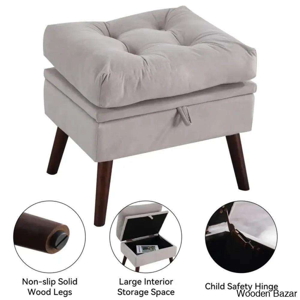 Leccy Upholstered Chaise Lounge With Storage Ottoman & Adjustable Backrest