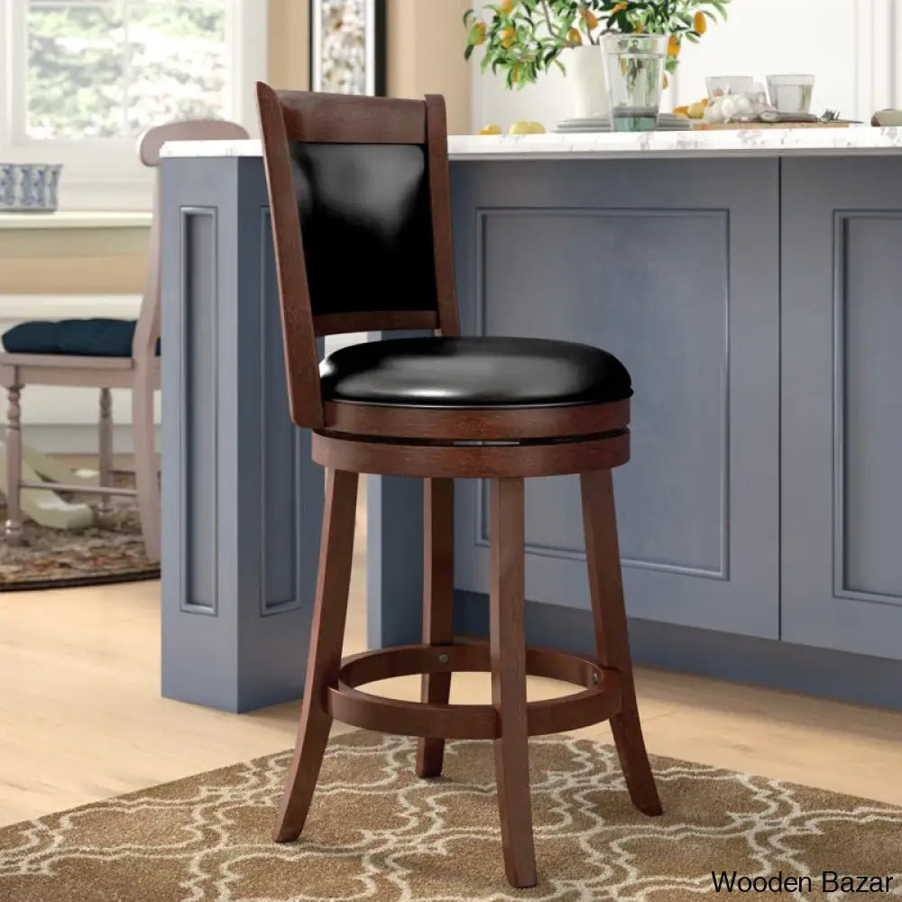 Ledas Swivel Upholstered Counter And Bar Stool With Solid Wood Frame (24.88’’ Seat Height)