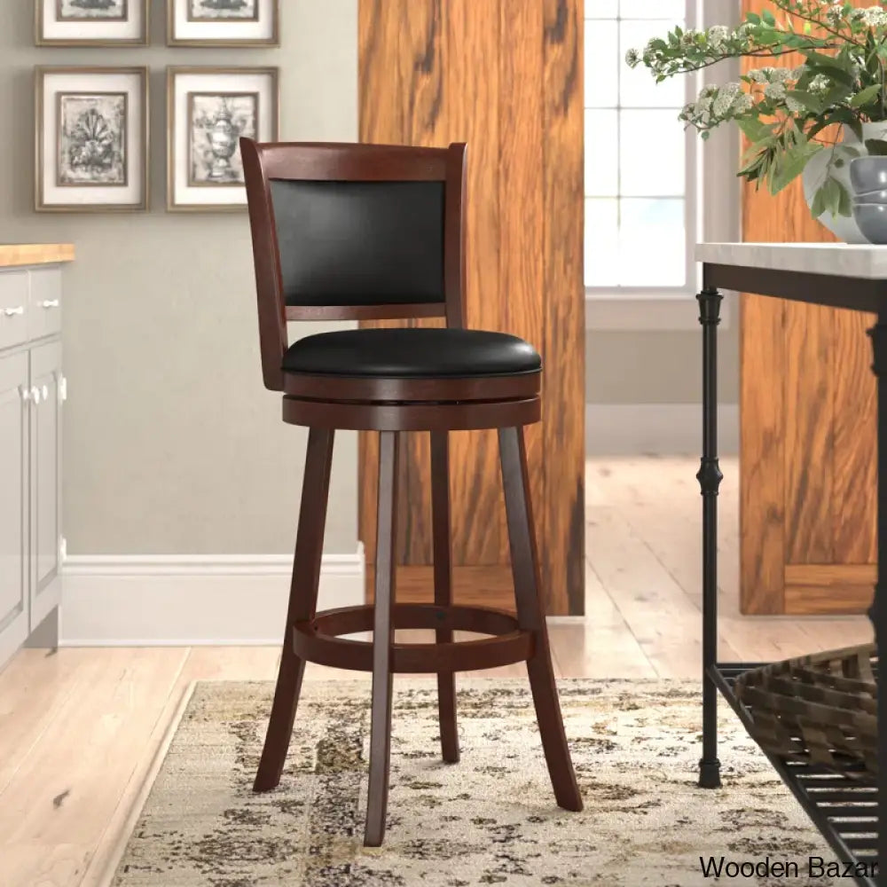 Ledas Swivel Upholstered Counter And Bar Stool With Solid Wood Frame Bar (29.94” Seat Height)