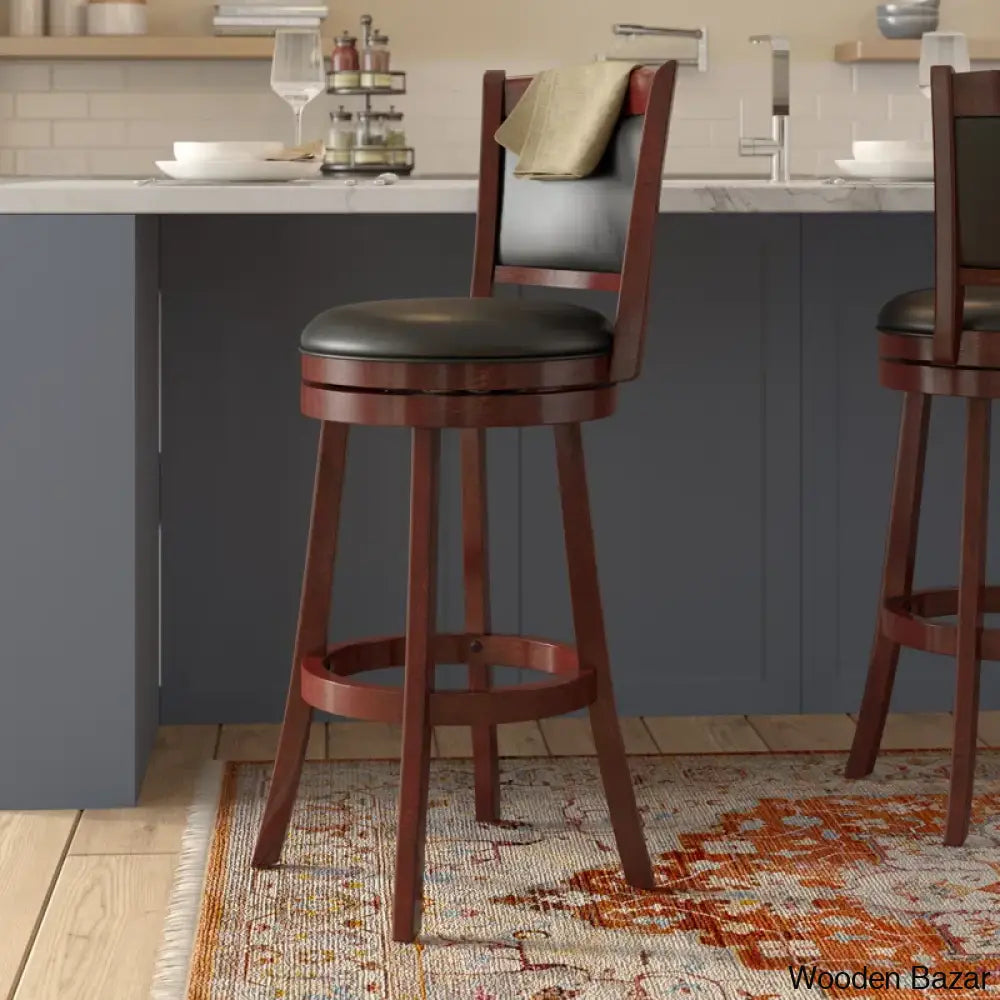 Ledas Swivel Upholstered Counter And Bar Stool With Solid Wood Frame