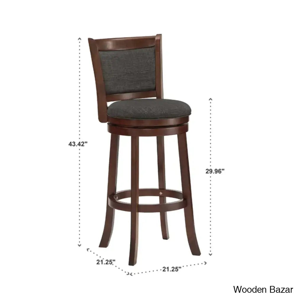 Ledax Swivel Upholstered Counter And Bar Stool (Set Of 2) - Wooden Bazar