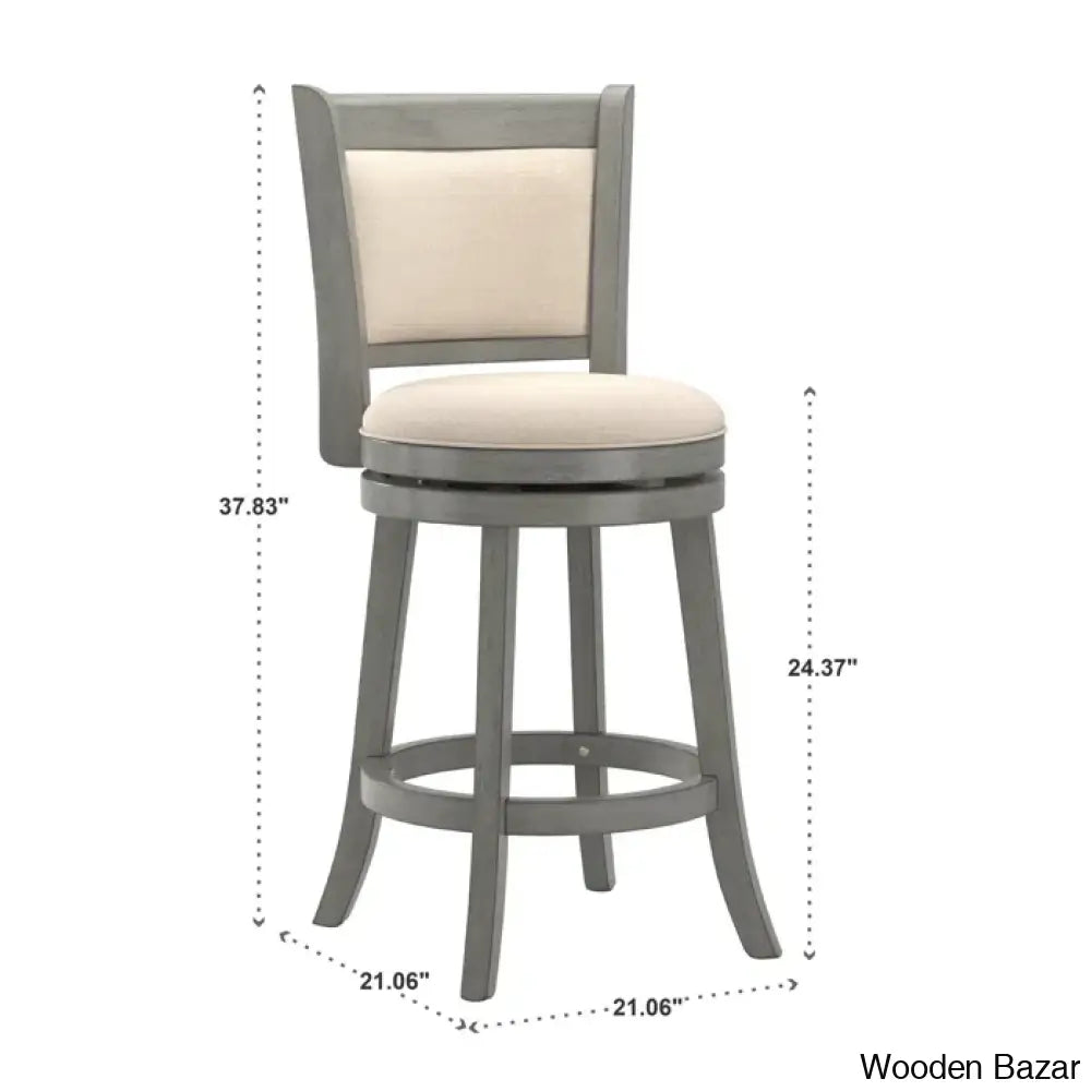 Ledax Swivel Upholstered Counter And Bar Stool (Set Of 2) - Wooden Bazar