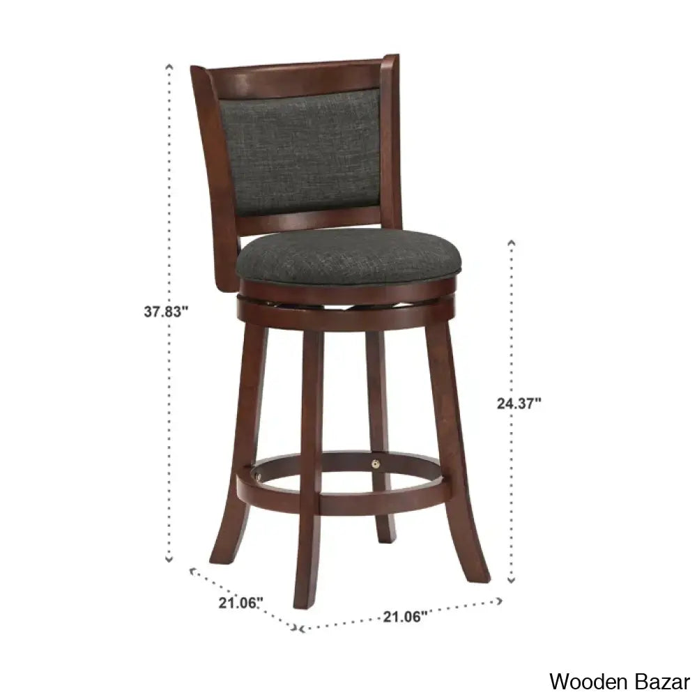 Ledax Swivel Upholstered Counter And Bar Stool (Set Of 2) - Wooden Bazar