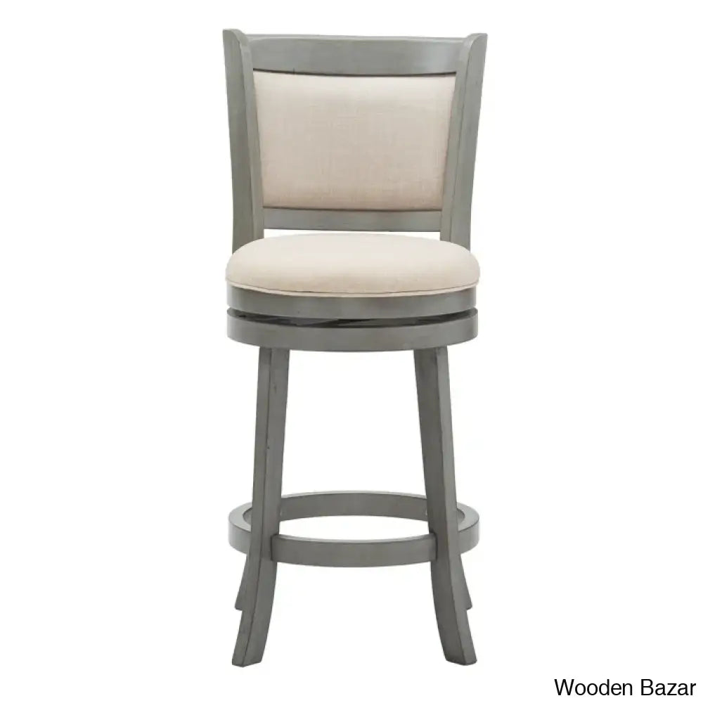 Ledax Swivel Upholstered Counter And Bar Stool (Set Of 2) - Wooden Bazar