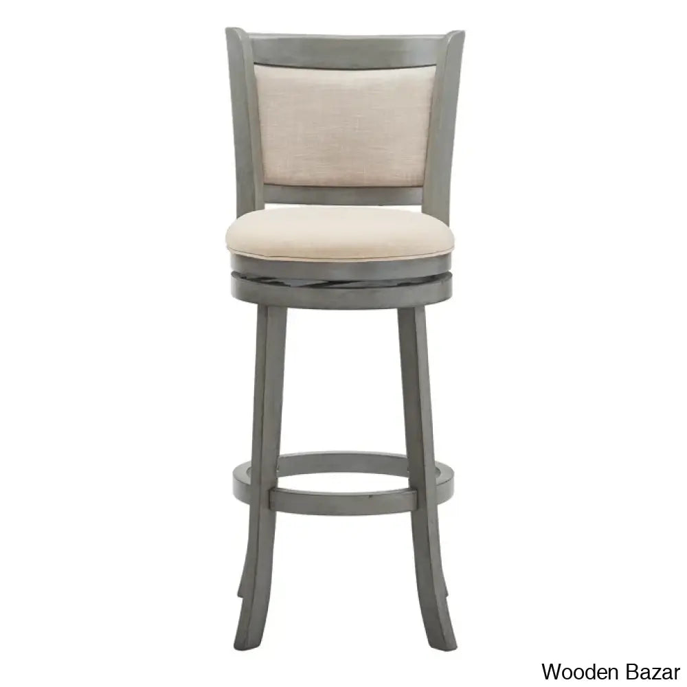 Ledax Swivel Upholstered Counter And Bar Stool (Set Of 2) - Wooden Bazar